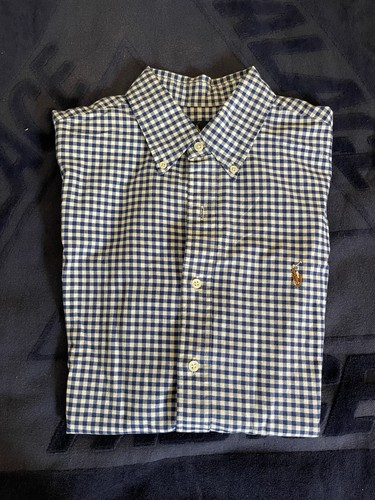 Ralph Lauren Blue Checkered Short Sleeve Button Down Sz M - photo 4