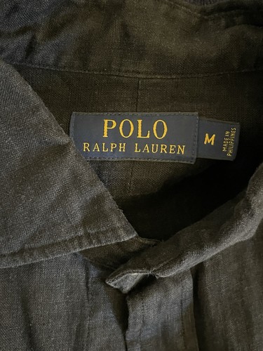 Polo Ralph Lauren Men's Black Linen Button Down Shirt Sz M - photo 4