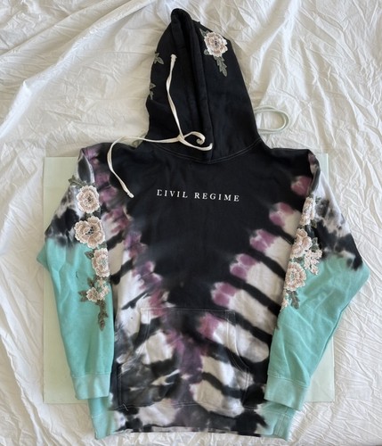 Civil Regime Hooded Roses Tie Dye Sweatshirt Sz M