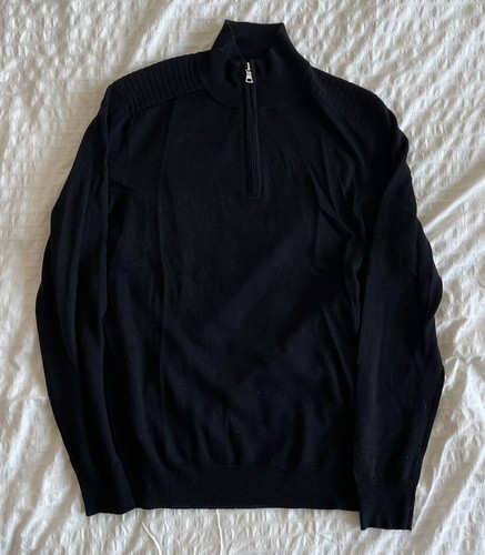 INC International Concepts Black Quarter Zip Sweater Sz M