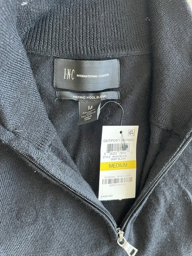 INC International Concepts Black Quarter Zip Sweater Sz M - photo 2