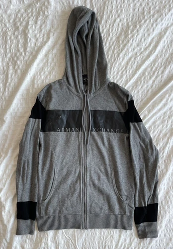 Armani Exchange Zip Up Hooded Sweater Sz M 100% Authentic