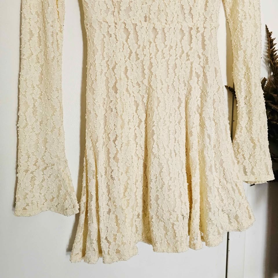 Size S Free People Cream Lace Teen Witch Mini Dress - photo 4