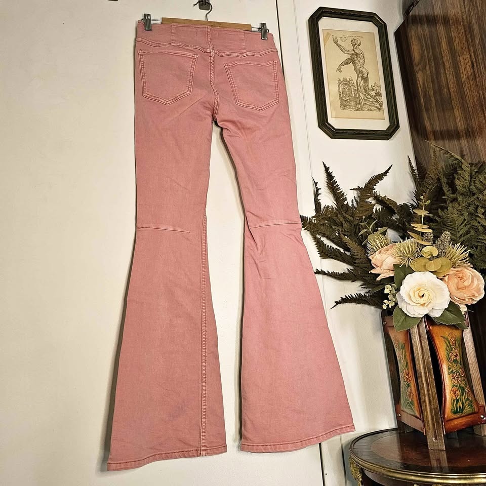 Free People Pink Bell Bottom Flare Jeans - Size 27