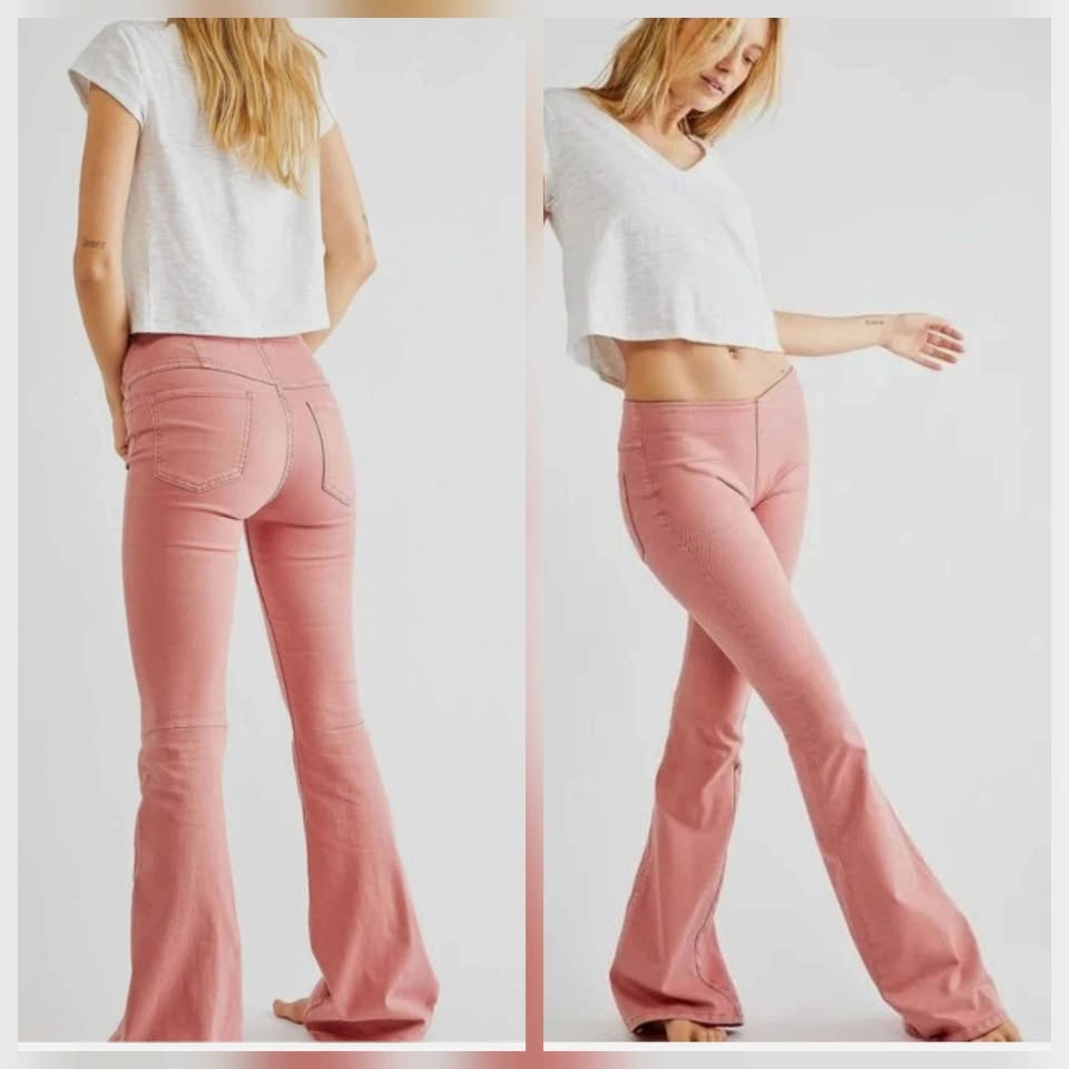 Free People Pink Bell Bottom Flare Jeans - Size 27 - photo 2