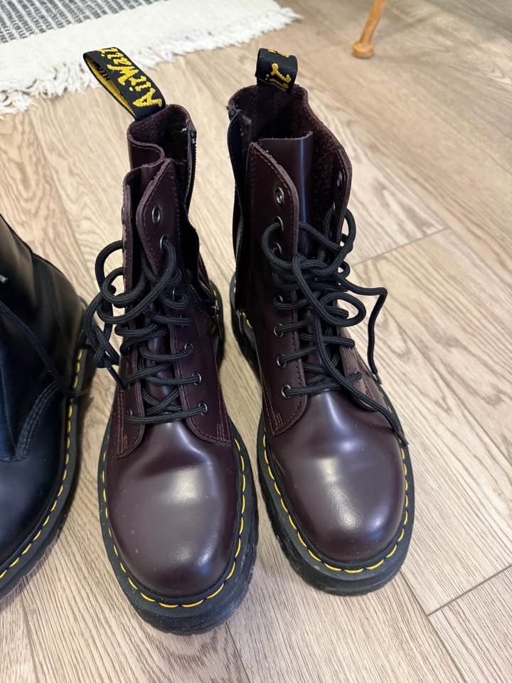 Dr. Martens Jadon Burgundy Leather Quad Platform Boots - US 8 / - photo 2