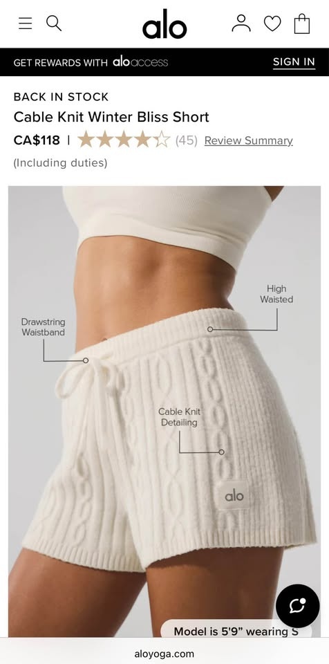 Brand New Alo Yoga Cable Knit shorts Size XS (with Tags on) - photo 2