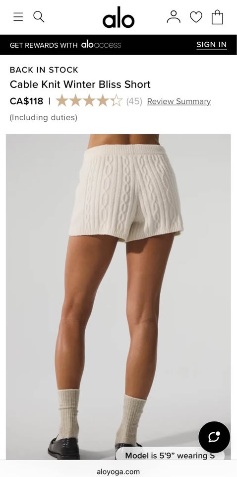 Brand New Alo Yoga Cable Knit shorts Size XS (with Tags on) - photo 3