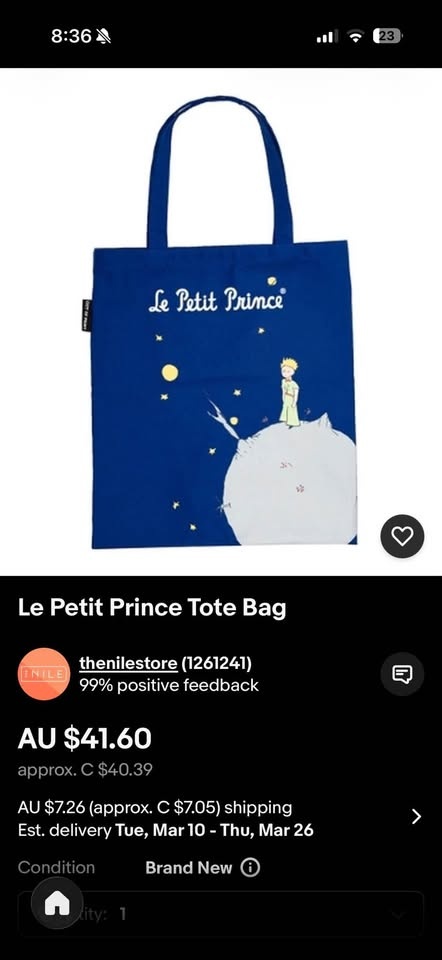 Official Le Petit Prince Canvas Tote Bag - Brand New - photo 2