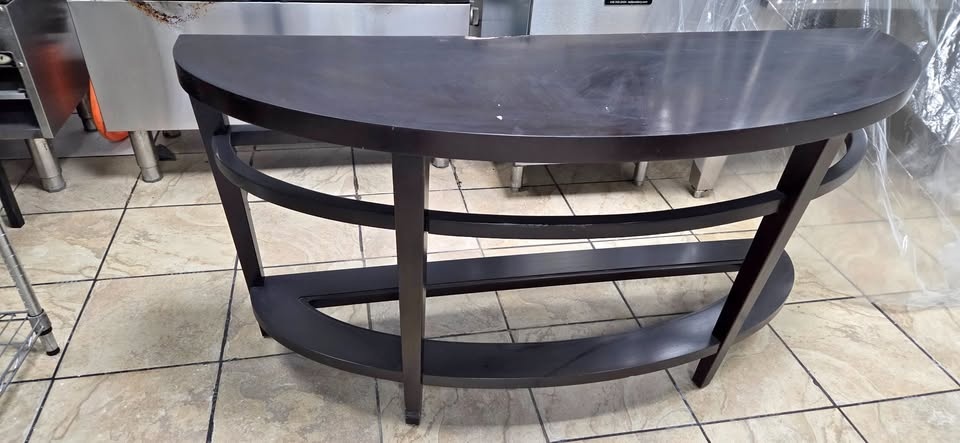 Modern Espresso Half-Moon Console Table