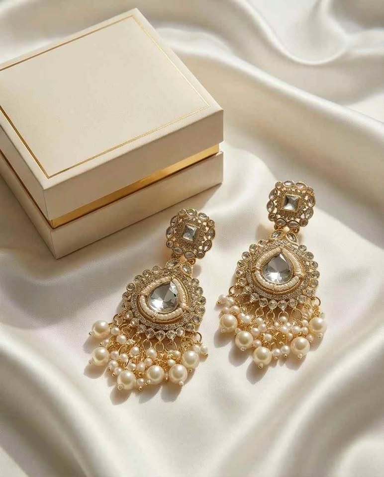 Luxury Gold-Tone Pearl Statement Earrings