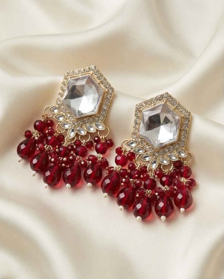 Gold Tone Earrings Clear Stones