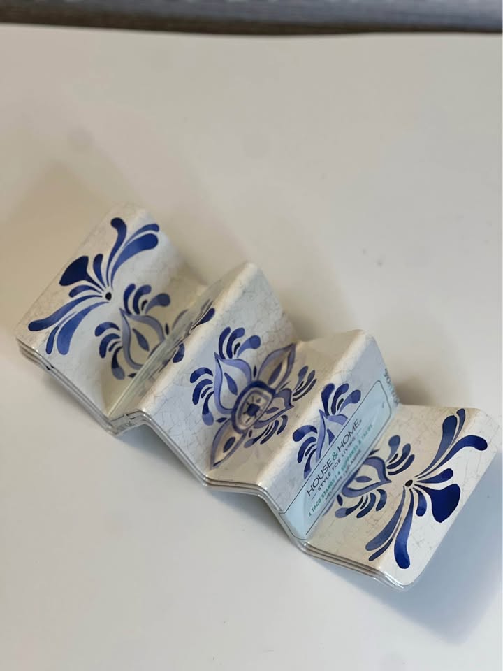Set of 4Taco stands blue and white design - photo 3