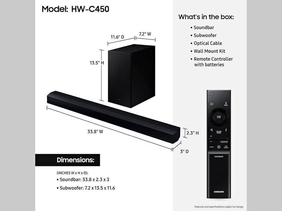 Samsung HW-C450 Soundbar + Subwoofer - Barely Used - $169