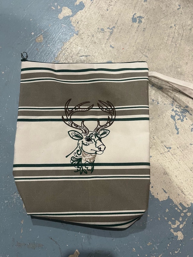Charming Reindeer Striped Tote Bag