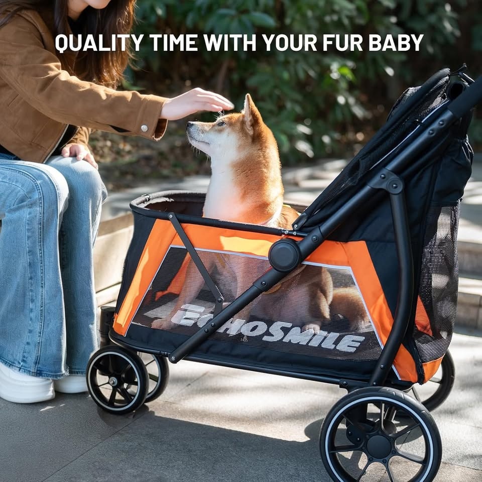 EchoSmile Dog Stroller - Black & Orange - Medium/Small Dogs - photo 5