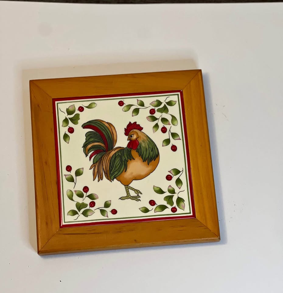 Vintage ROOSTER TILE, TRIVET, Royal Doulton