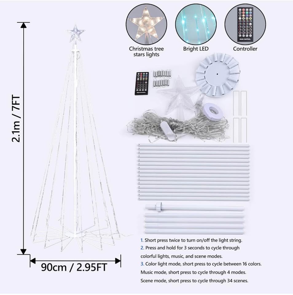 Christmas Tree Star Lights, 7FT 295LED Smart Color Changing Ligh - photo 2