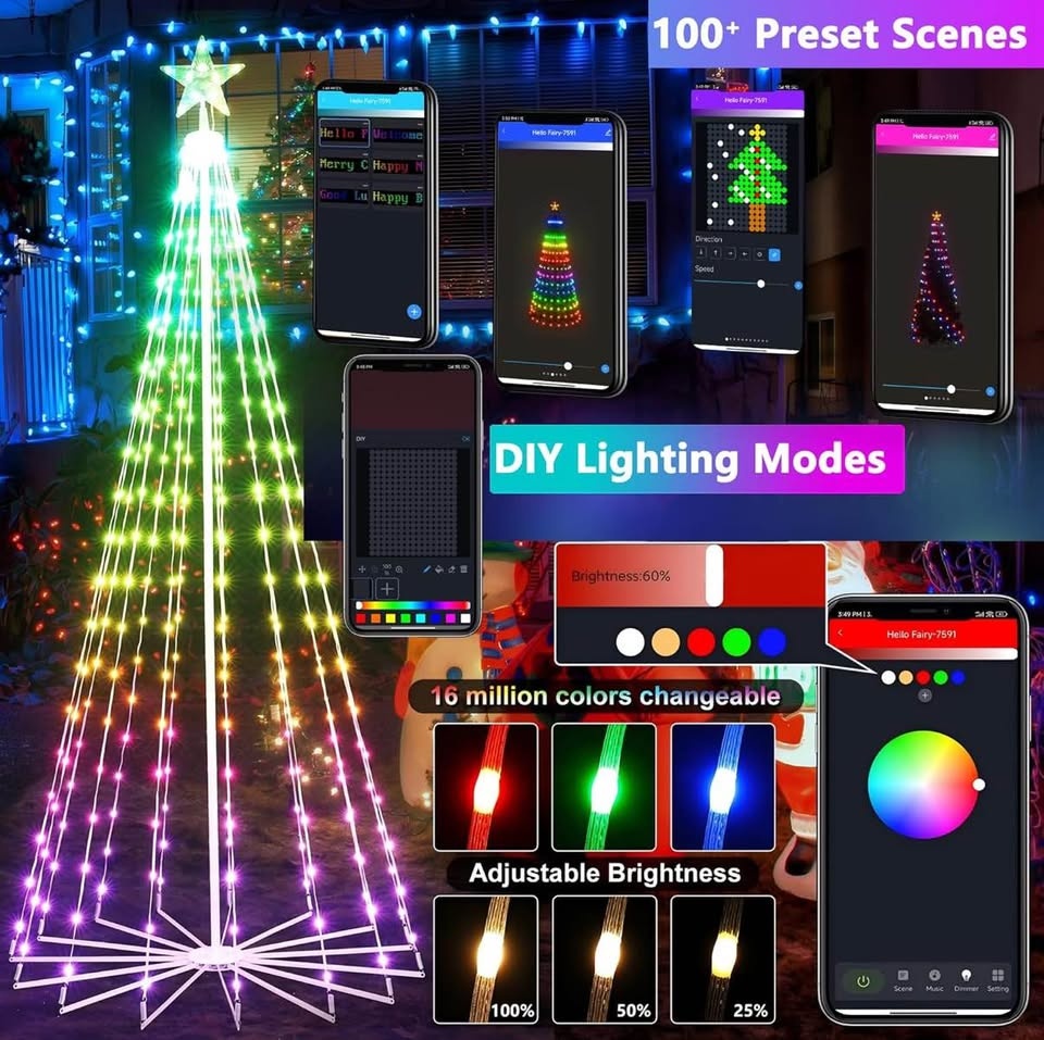 Christmas Tree Star Lights, 7FT 295LED Smart Color Changing Ligh - photo 3
