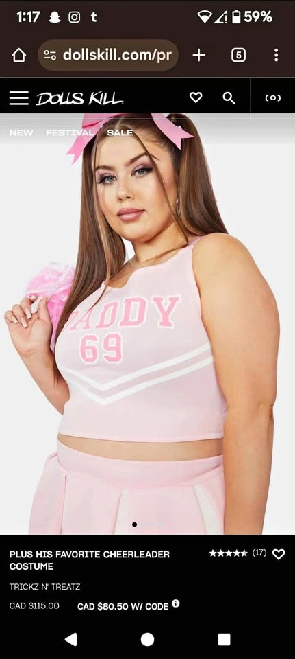 Dolls Kill Cheerleader 69 Halloween Top