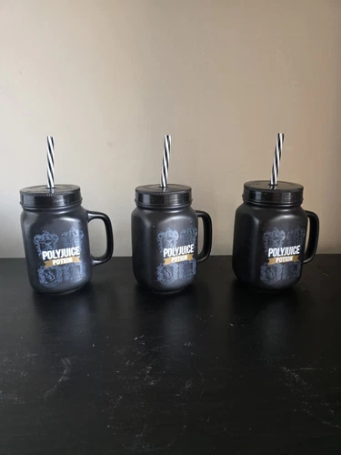 Harry Potter Polyjuice Potion Mugs Set of 3 w/ Lids & Straws