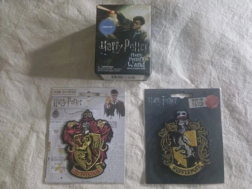 Harry Potter Merch: 2 Patches & Light Up Wand