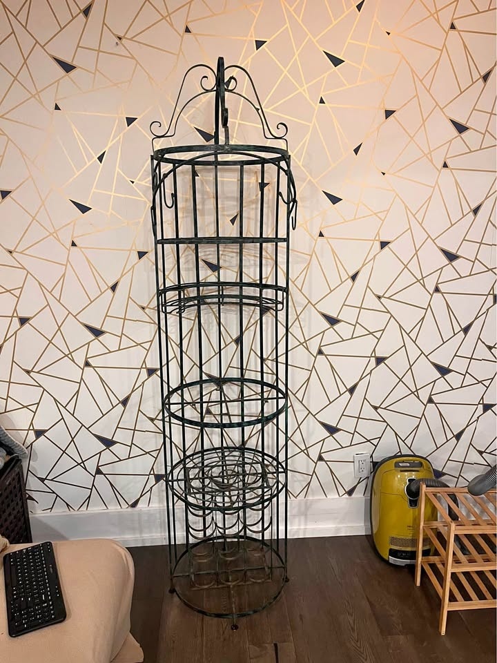 Vintage Wrought Iron Wine Rack - Birdhouse Style