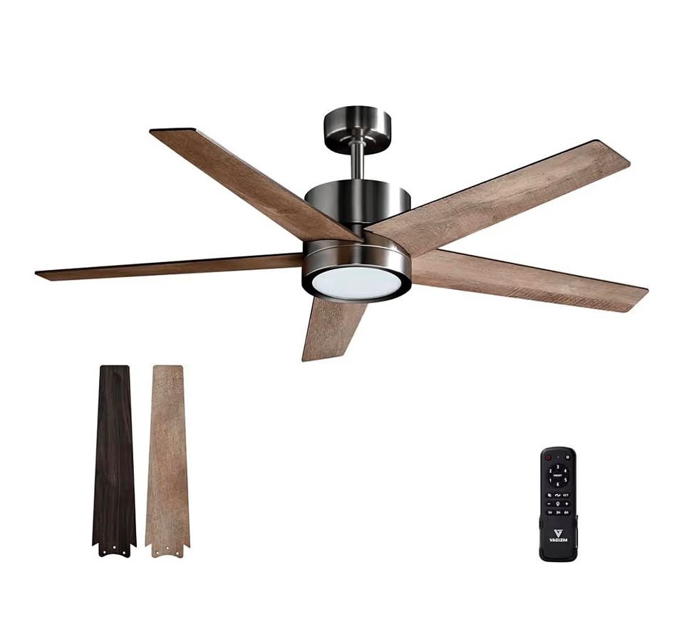 52” Ceiling Fan with Light – Remote Control – Quiet Reversible D
