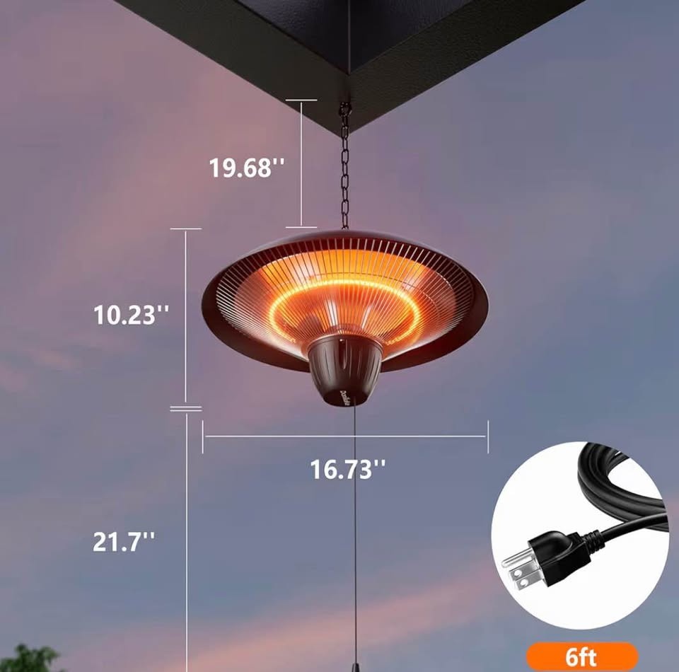 1500W Electric Infrared Patio Heater - Ceiling Mounted - Waterpr - photo 4
