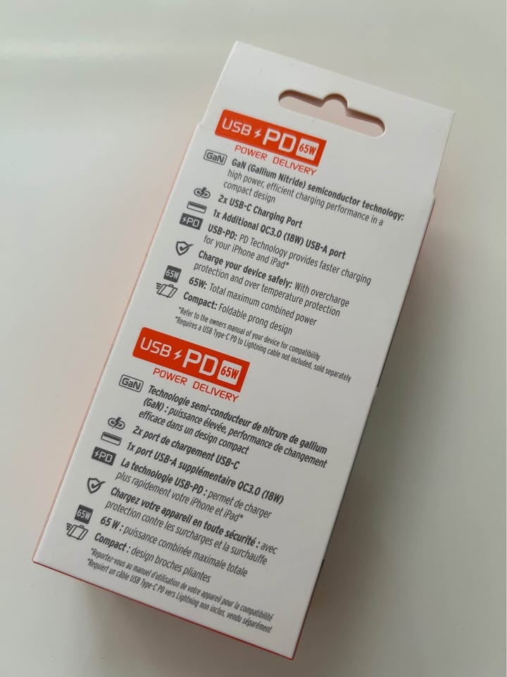 Brand New iQ 65W USB PD GaN Wall Charger 2 USB-C 1 USB-A - photo 2