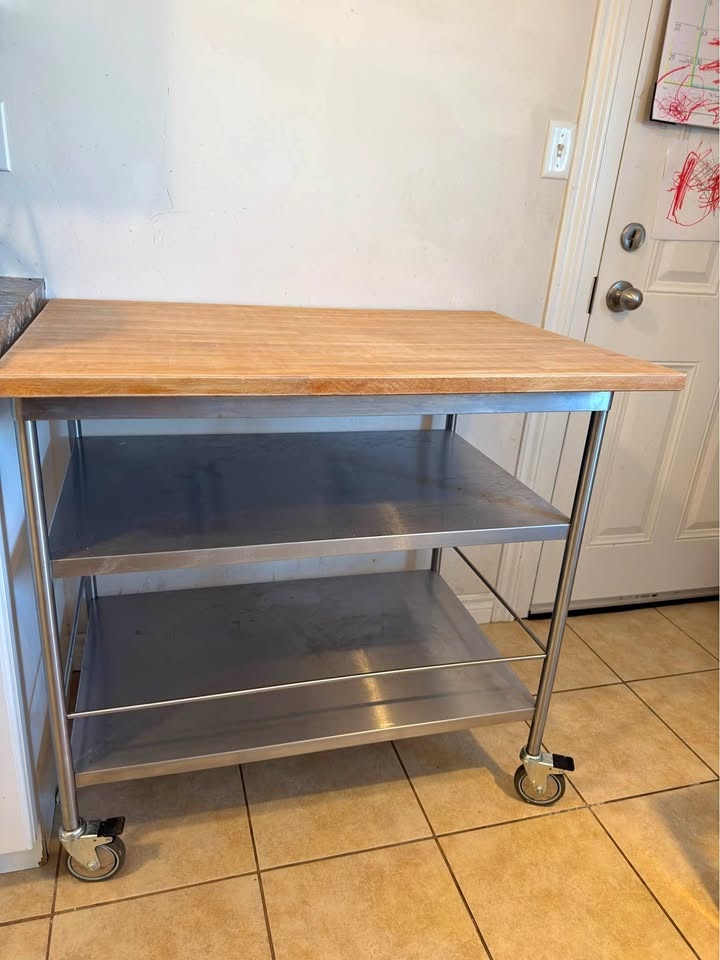 Butcher Block Kitchen Cart on Wheels
