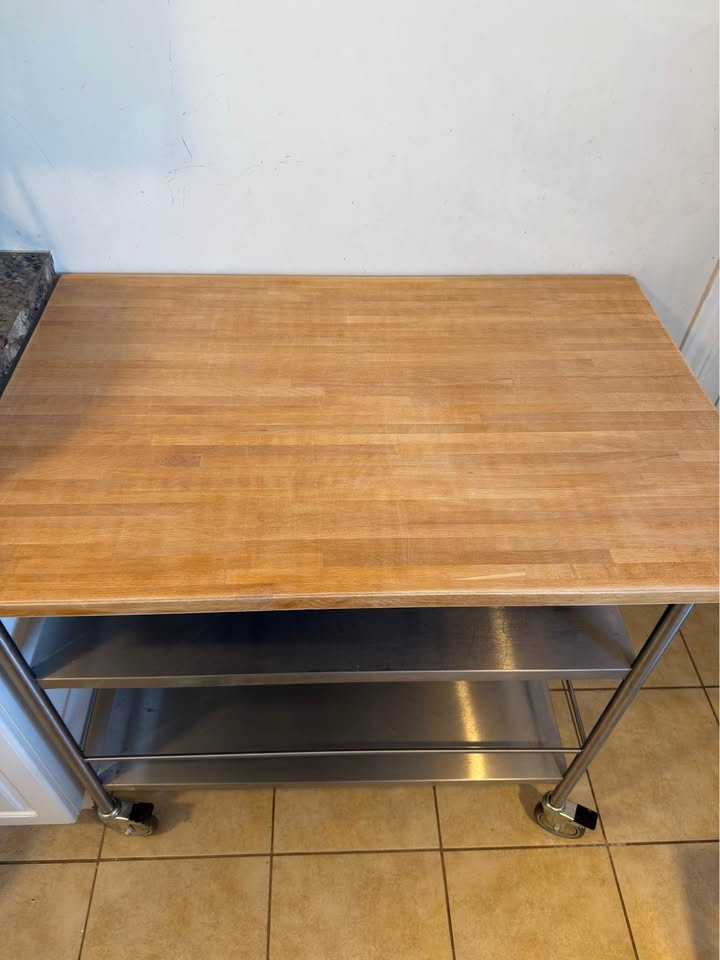 Butcher Block Kitchen Cart on Wheels - photo 2