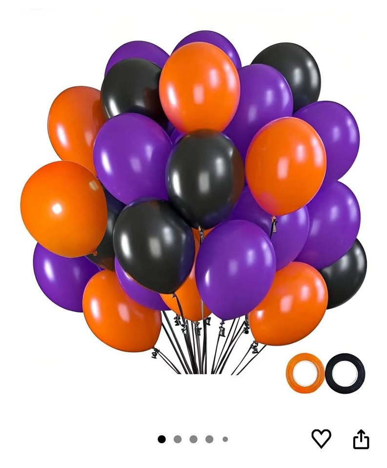 Purple black and orange balloons