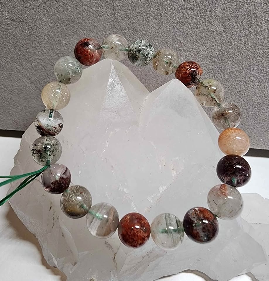 New Natural Phantom Quartz Crystal Bracelet 9.6mm