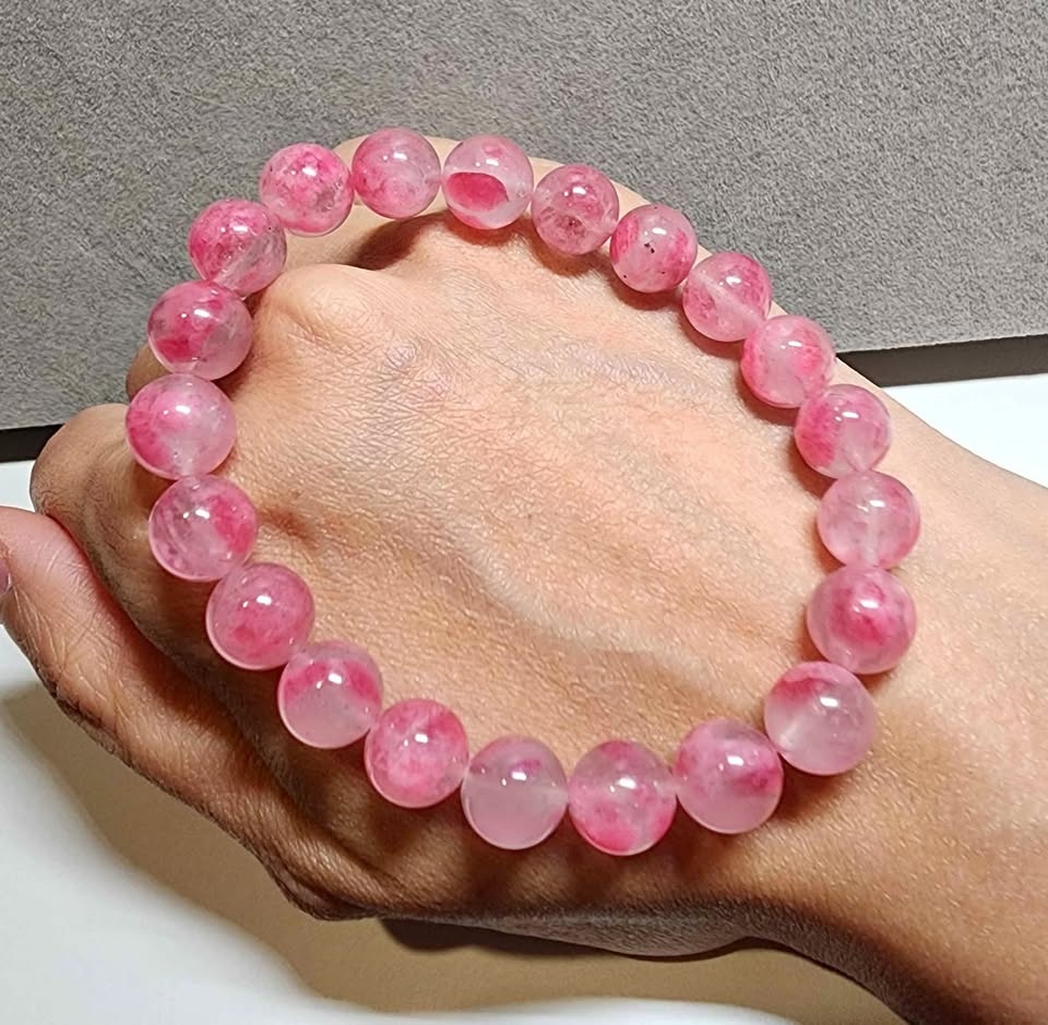 New Natural Rhodonite Crystal Bracelet 9mm Beads