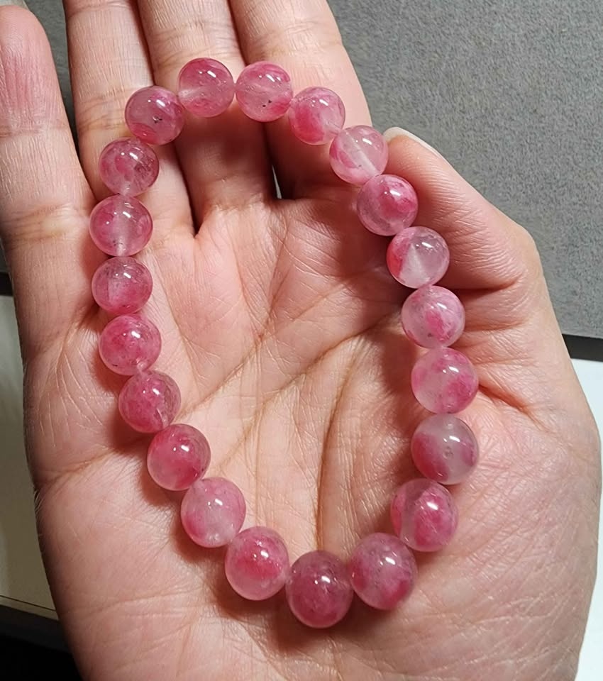 New Natural Rhodonite Crystal Bracelet 9mm Beads - photo 2