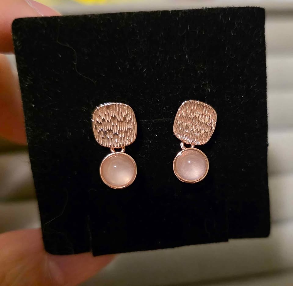 New Star Rose Quartz Sterling Silver Stud Earrings - photo 2