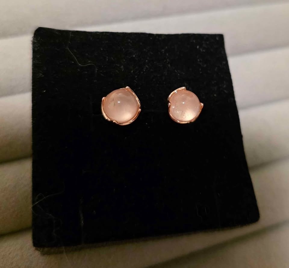 New Star Rose Quartz Sterling Silver Stud Earrings - photo 3