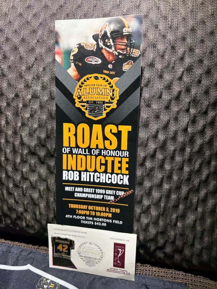 CFL Hamilton Tiger-Cats Wall of Honour Rob Hitchcock Memorabilia - photo 2