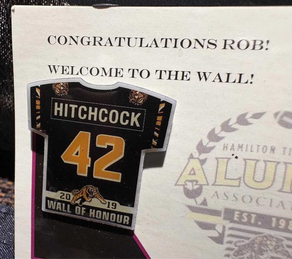 CFL Hamilton Tiger-Cats Wall of Honour Rob Hitchcock Memorabilia - photo 3