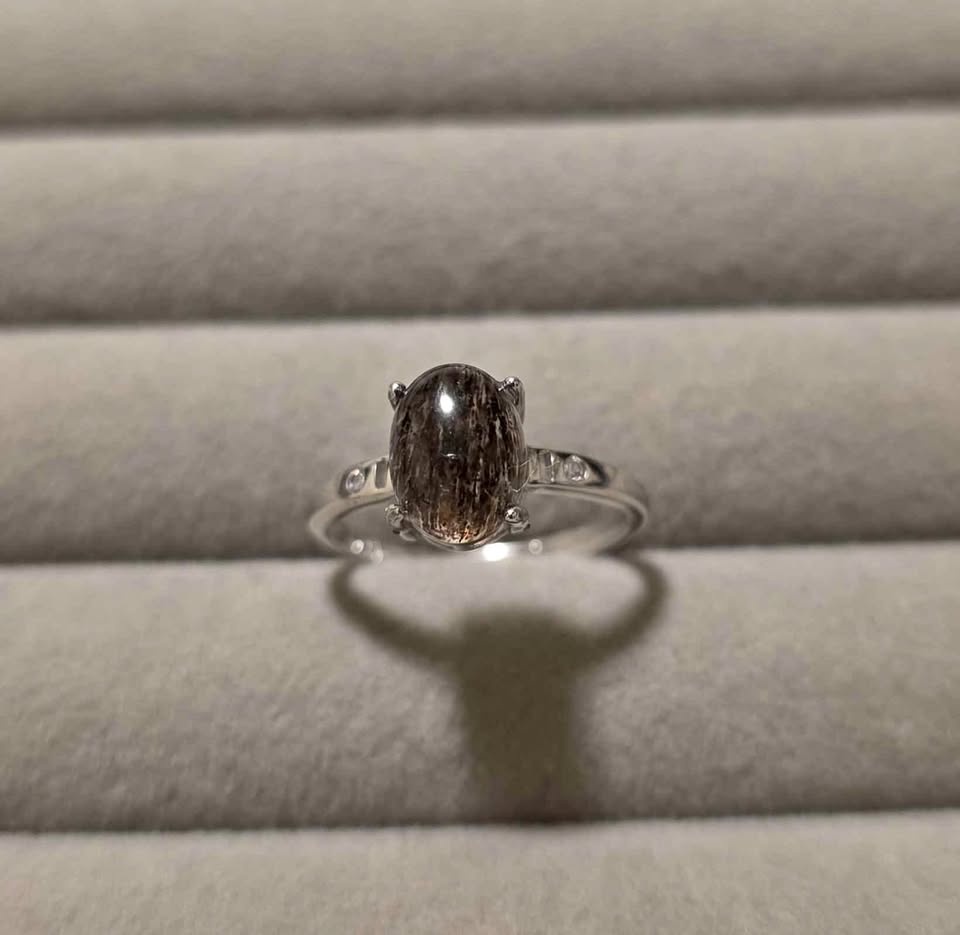 Dark-Copper Rutilated Quartz Sterling Silver Ring