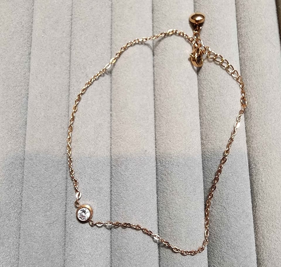 New Cubic Zirconia Rose Gold Ankle Bracelet - photo 2