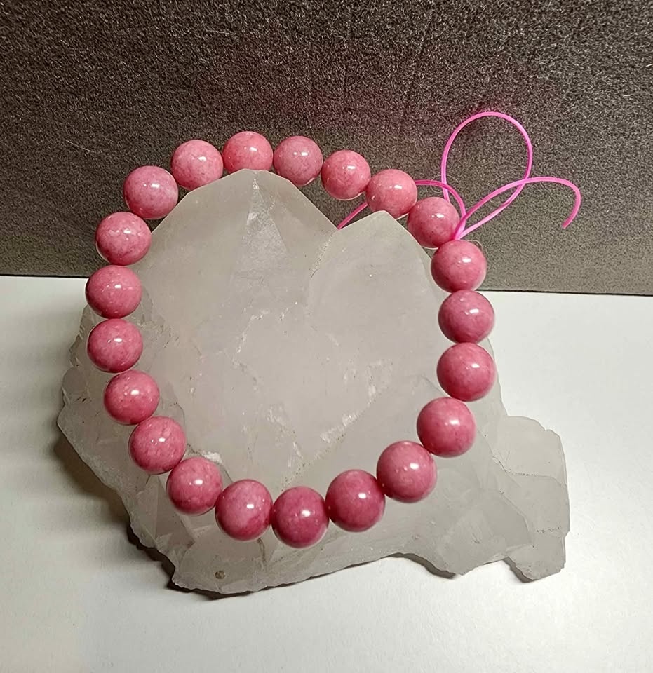 New Natural Rhodonite Crystal Bracelet 9mm Beads
