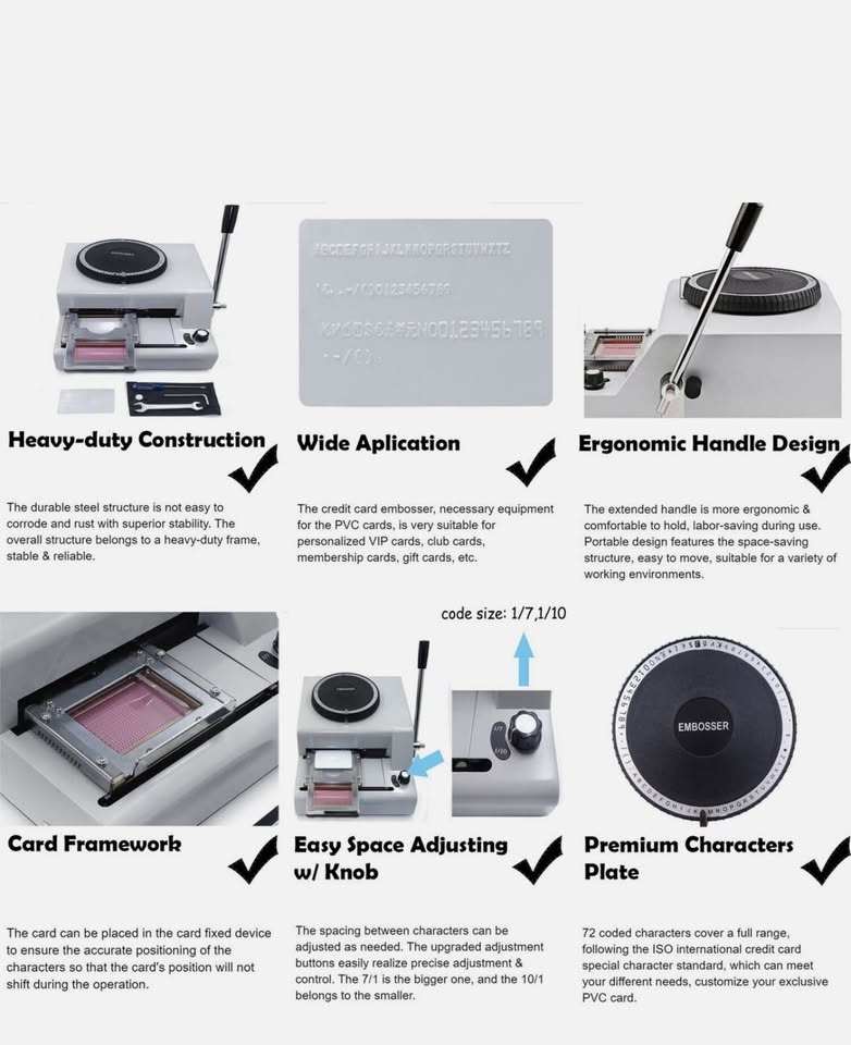 72 Character PVC Card Embosser Machine - photo 5