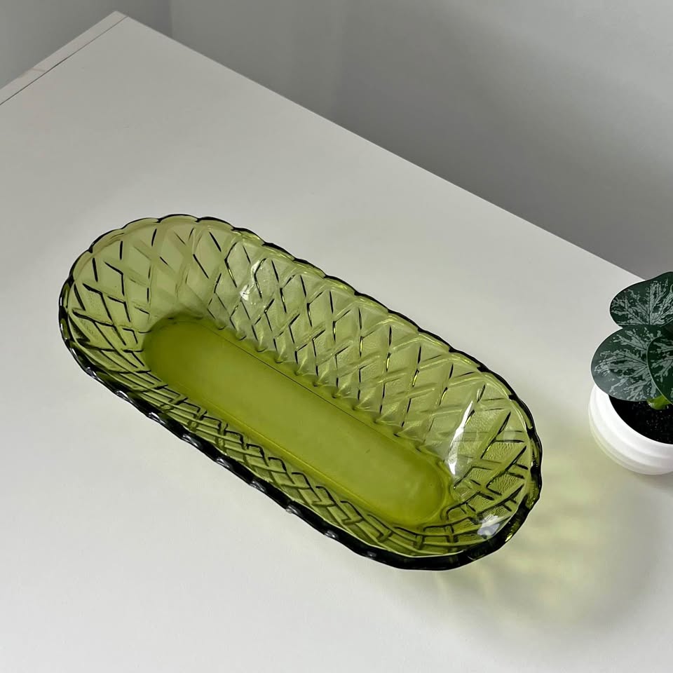 Indiana Green Glass Celery Dish