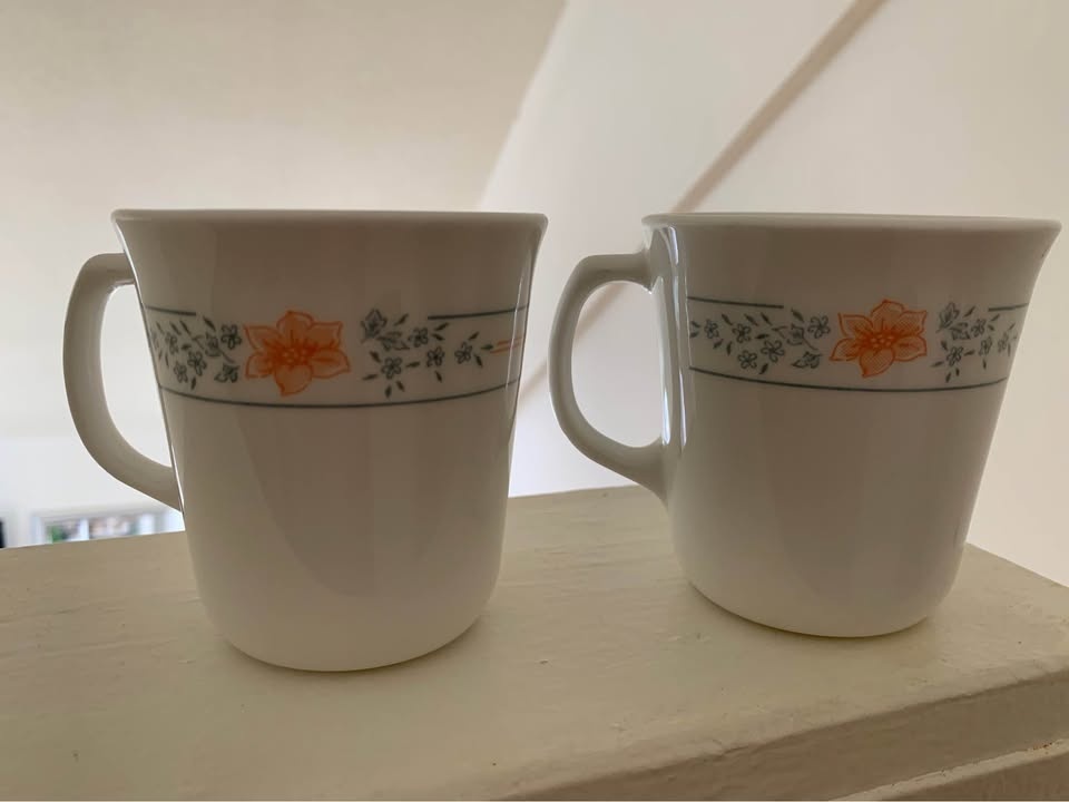 2 Floral Corning Mugs