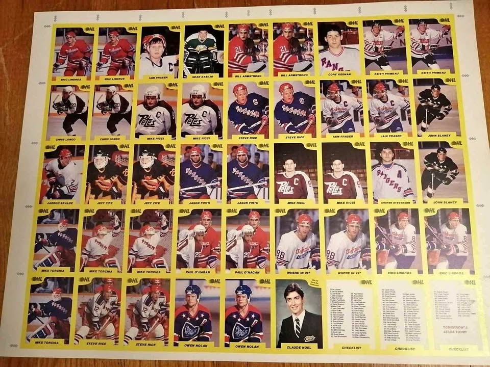 1989-90 7th Inning Sketch Uncut Sheet - 6 Eric Lindros