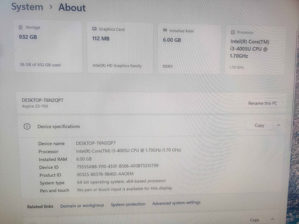 Acer All-in-One PC 21.5" i3 6GB RAM 1T Win 11 - photo 3