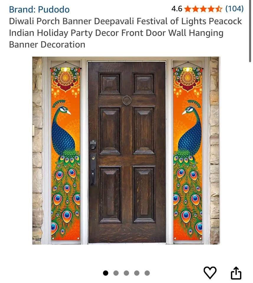 Diwali Porch Banner - Deepavali Festival of Lights Peacock