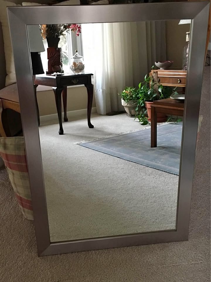 Custom Brushed Nickel Heavy Framed Mirror 24" X 36"